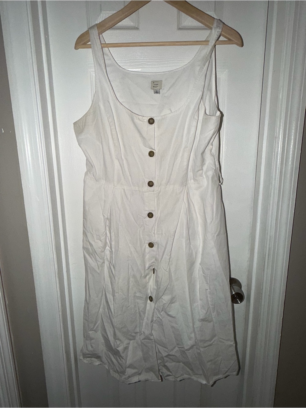 a new day White Button-Front Midi Sundress